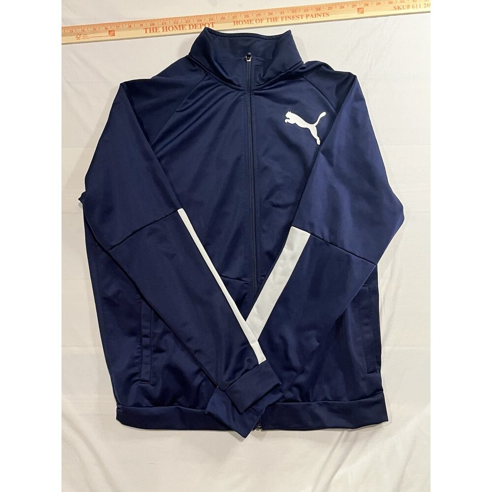 Puma Track Jacket Mens 2XLT Navy Blue Full Zip Athletic Training Activewear